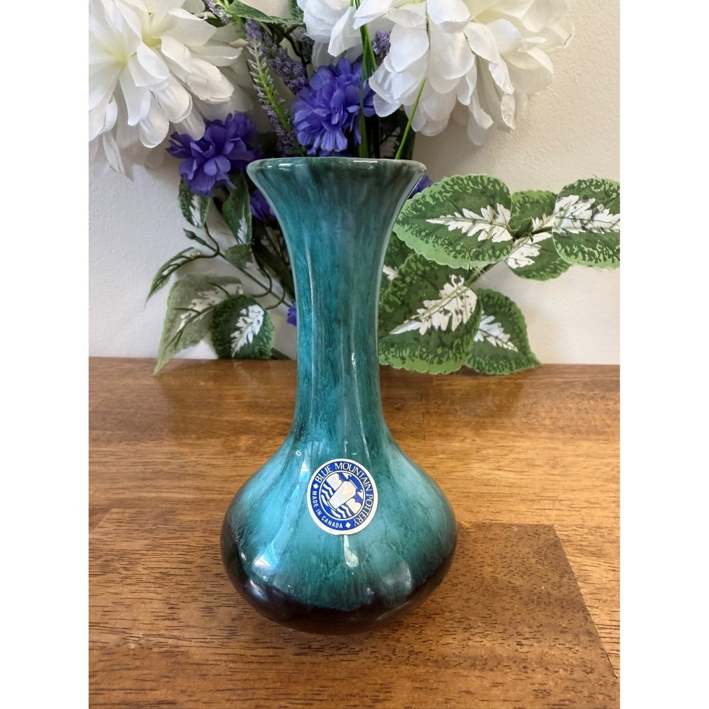 Vintage Blue Mountain Pottery Vase Canadian Studio Art Pottery MCM Decor Retro